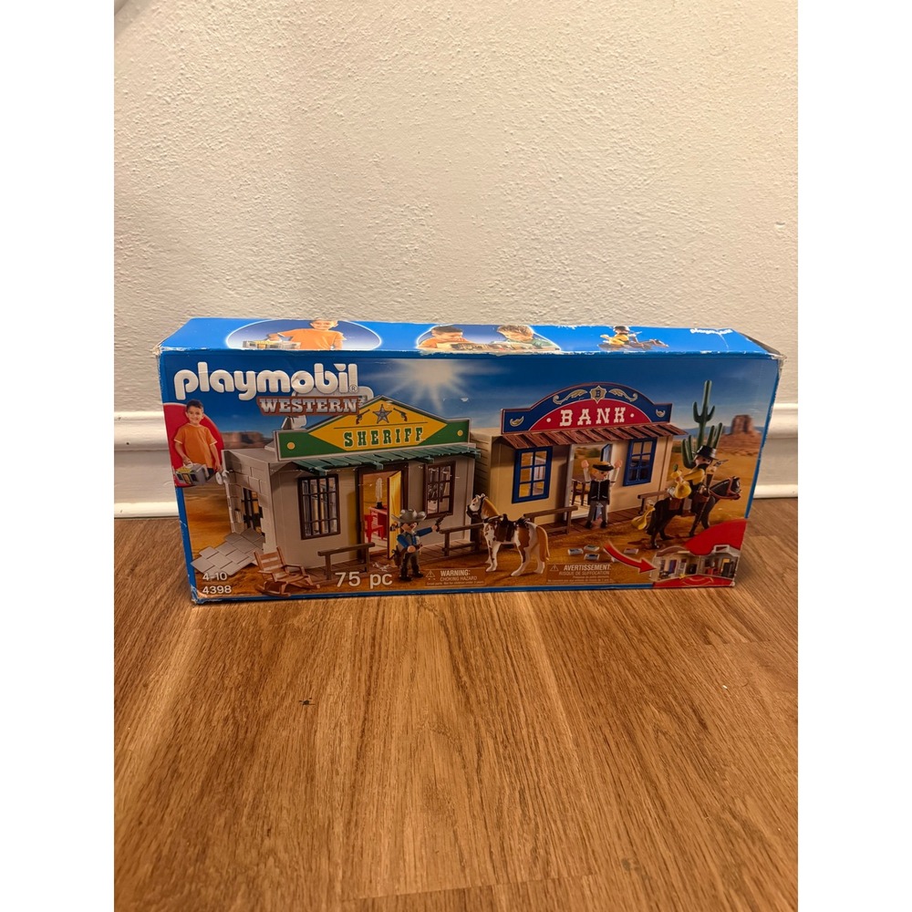 NEW Playmobil Western Sheriff Bank Take Along Set 4398 Wild West 75pc Case